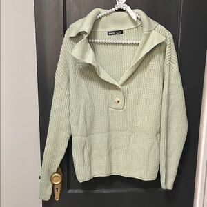 SHEIN Light Green Cowl Neck Sweater